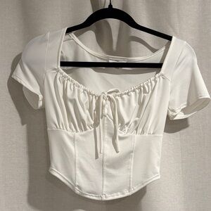 White Women's Blouse with Tie Detail